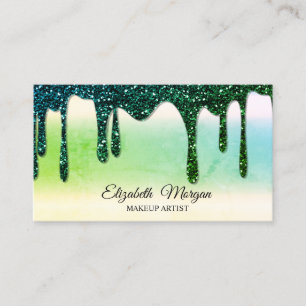 Cartão De Visita Glitter Drives Elegante Verde Profissional