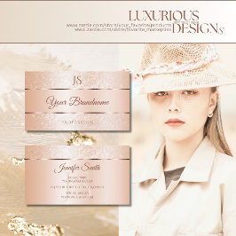 Cartão De Visita Glitter e Iniciais de Rosa de Pastel