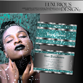 Cartão De Visita Glitter Glamouroso Stars Silver Decor Smart