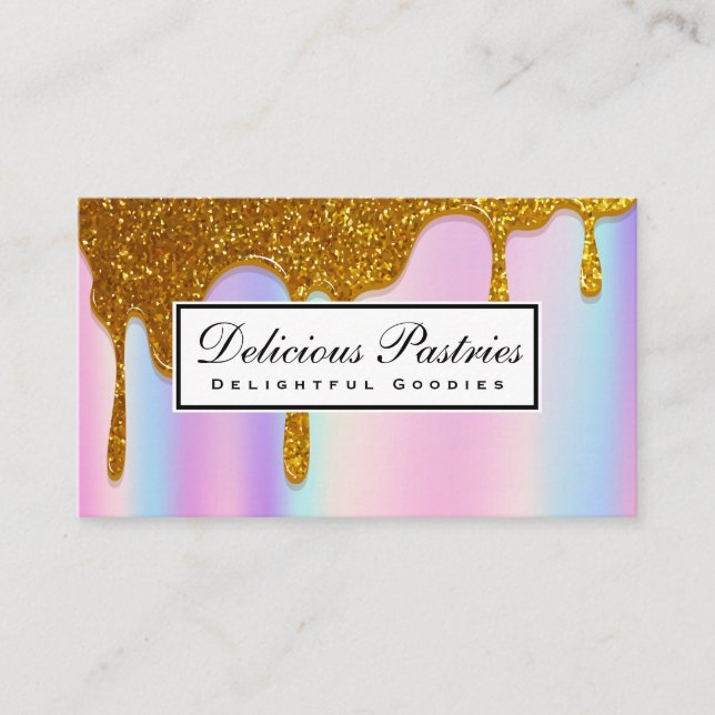 Cartão De Visita Glitter Glitter Dourado | Fundo da mistura do arco (Frente)