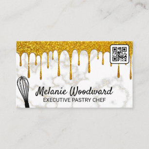 Cartão De Visita Glitter Glitter Dourado   Marble   Whisk   Código