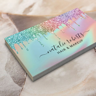 Cartão De Visita Glitter Holográfico Coloca Cabelo Artista Salão
