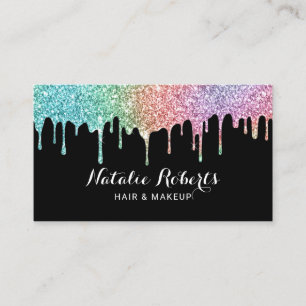 Cartão De Visita Glitter Holográfico Coloca o Artista Salão