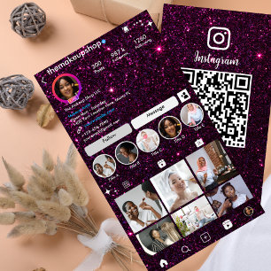 Cartão De Visita Glitter Instagram Roxo Escuro