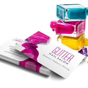 Cartão De Visita Glitter Nail Salon Manicure - Pink Beauty Stylish