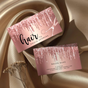 Cartão De Visita Glitter ouro de rosa de cobre elegante goteja no c