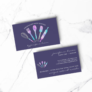 Cartão De Visita Glitter Pastelaria Doméstica Púrpura
