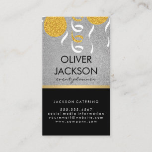 Cartão De Visita Glitter Planejador de Eventos de Balões de Confe