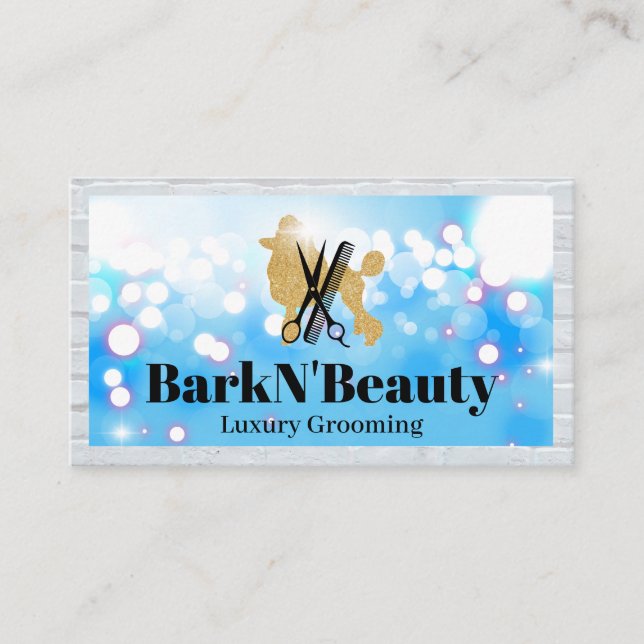 Cartão De Visita Glitter Poodle | Ferramentas de remoção | Brilho (Frente)