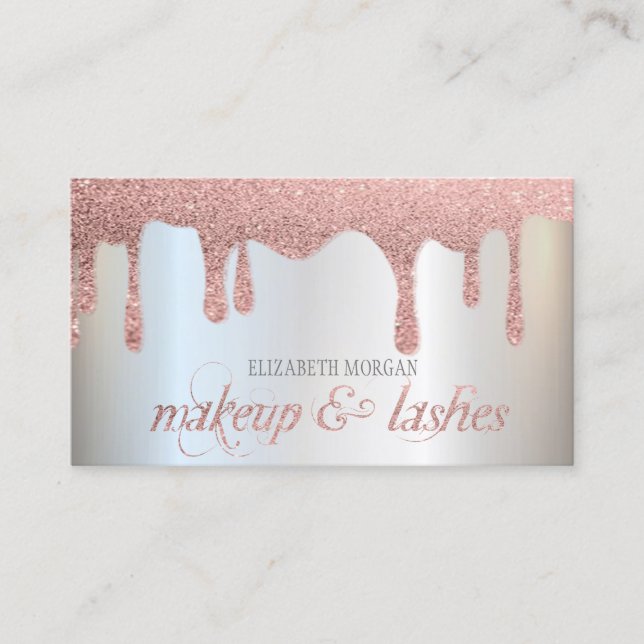 Cartão De Visita Glitter prateado cai no profissional moderno legan (Frente)