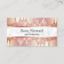 Glitter rosa de cobre elegante gotas unhas