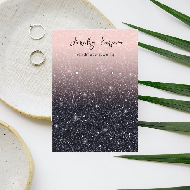 Cartão De Visita Glitter, Rosa E Negro, Detentor De Ganhos (Criador carregado)