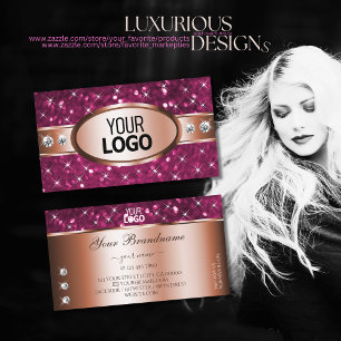 Cartão De Visita Glitter Rosa Minúscula Estrelas Diamantes Logotip