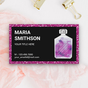 Cartão De Visita Glitter Rosa Quente Glitor Glicor Glicor Glicor Gl