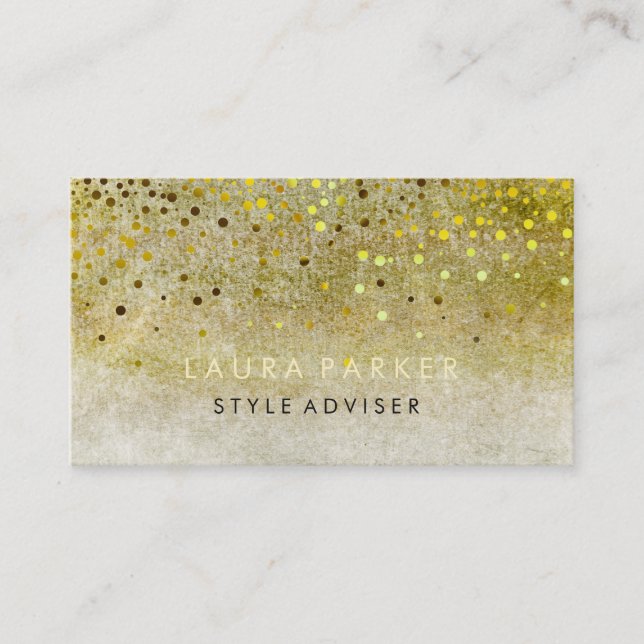 Cartão De Visita Glitter Sutil Sky Blue Faux Confetti (Frente)