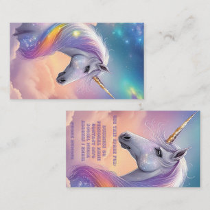 Cartão De Visita Glitter Unicórnio Sonhador Galáxia Pastel Cósmica 