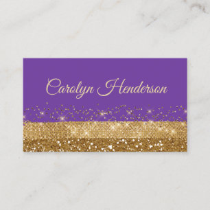 Cartão de visita Glittery roxo e Dourado