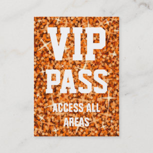 cartão de visita Glitz Orange 'VIP PASS'