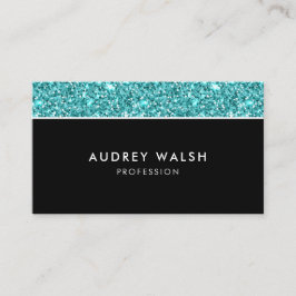 Cartão De Visita Glitzy Azul, brilho feminino, profissional de luxo