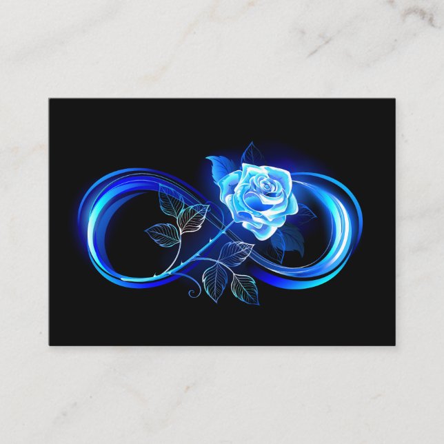 Cartão De Visita Glowing infinity with blue rose (Frente)