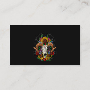 Cartão De Visita Goat Skull Psychedelic Sunflower