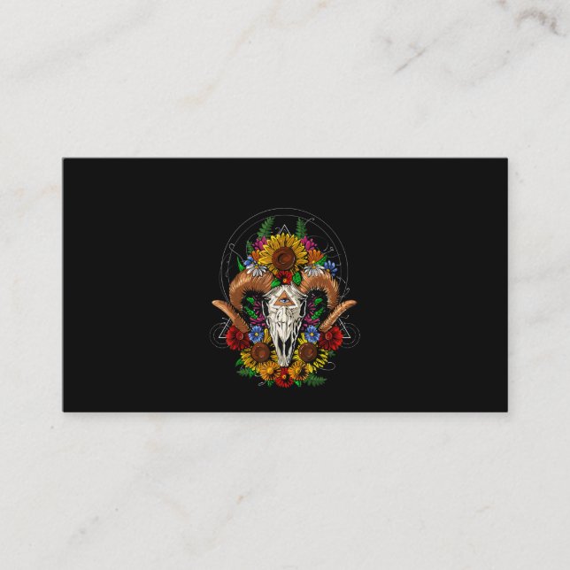 Cartão De Visita Goat Skull Psychedelic Sunflower (Frente)