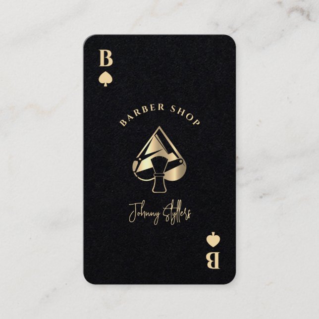 Cartão De Visita Gold ace of spades barber shop (Frente)