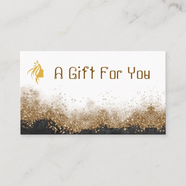 Cartão De Visita Gold and black   Salon gift certificate (Frente)