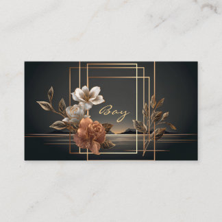 Cartão De Visita Gold and Copper Floral Midnight Twilight Landscape