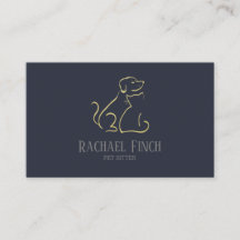 Gold And Navy Modern Minimalist Pet Sitter