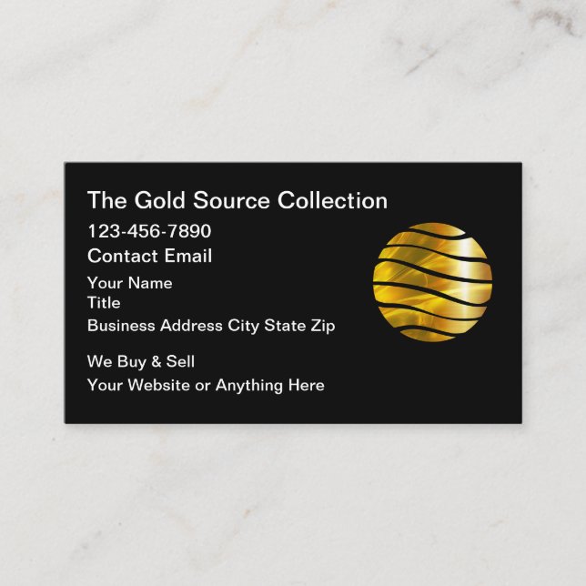 Cartão De Visita Gold Buying And Selling Source Business Cards (Frente)