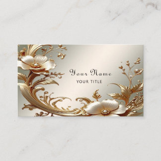 Cartão De Visita Gold Floral Business Card