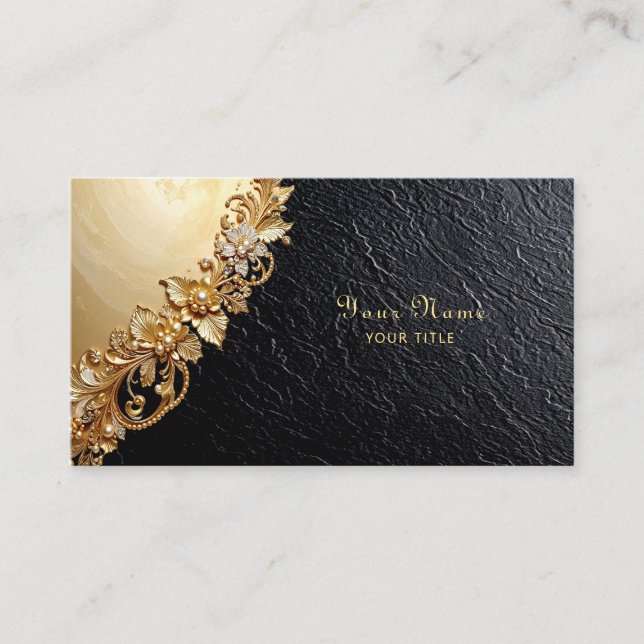 Cartão De Visita Gold Floral Embellishments Business Card (Frente)