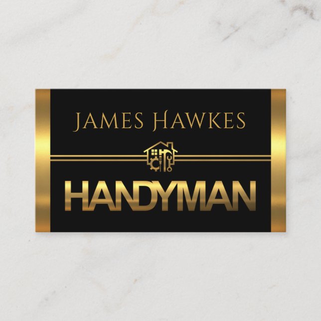 Cartão De Visita Gold Handyman Tools Panels (Frente)