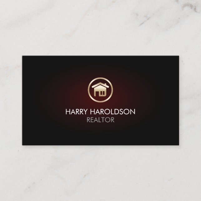 Cartão De Visita Gold Home Remodeling House Icon Business Card (Frente)