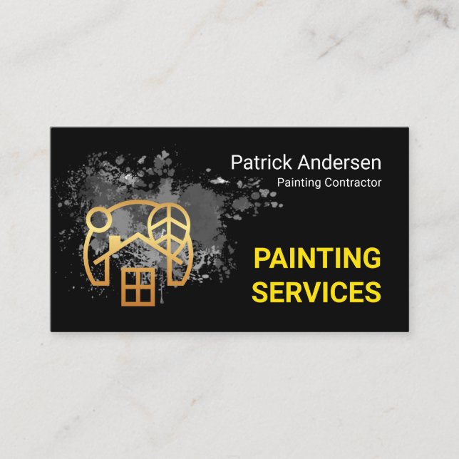 Cartão De Visita Gold Home With Paint Splatter Painter Service (Frente)