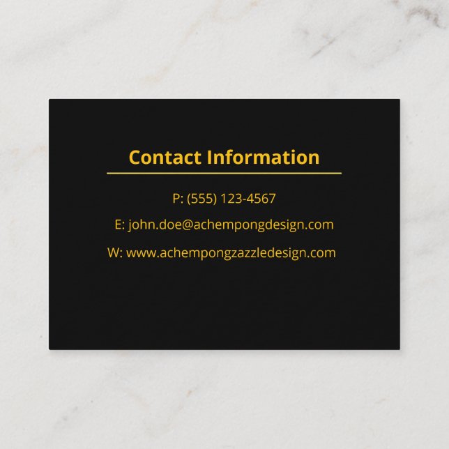 Cartão De Visita Gold Marble Abstract – Upscale Professional Opulen (Verso)