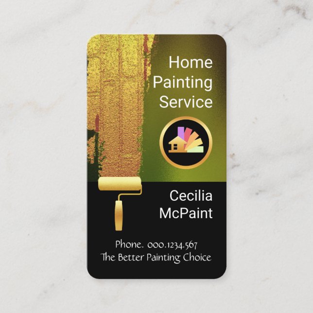 Cartão De Visita Gold Paint Brush Painting Wall (Frente)