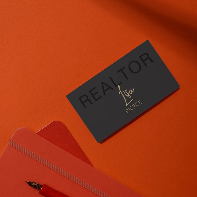 Cartão De Visita Gold Real Estate Agent Business Cards With QR Code (Criador carregado)