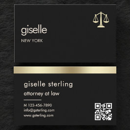 Cartão De Visita Gold Scales of Justice Attorney at Law Black