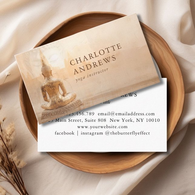Cartão De Visita  Golden Buddha –  Yoga Reiki Meditation (Golden Buddha – Yoga Reiki Meditation Business Card)
