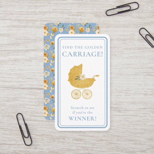 Cartão De Visita Golden Carriage Scratch-Off Winner Baby Blue Game  (Frente/Verso In Situ)