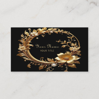 Cartão De Visita Golden Floral Ornate Frame Business Card