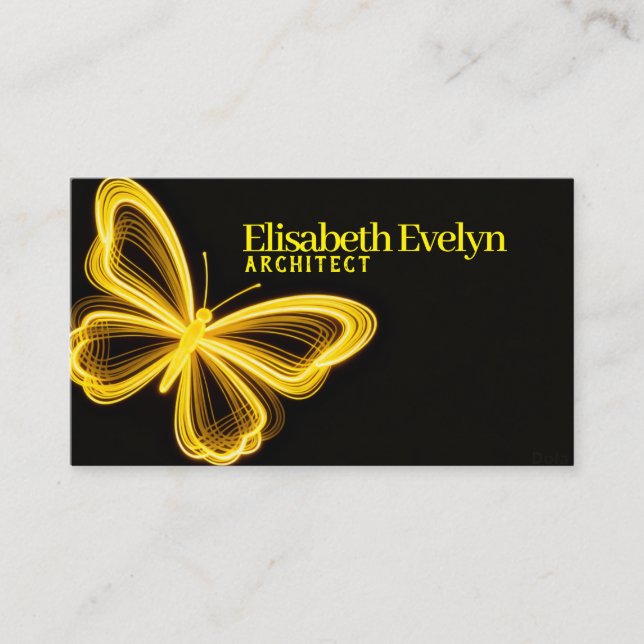 Cartão De Visita Golden Neon Wings: Luxurious Business Card Design (Frente)