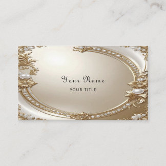 Cartão De Visita Golden Ornate Frame with Pearls Business Card