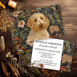 Cartão De Visita Goldendoodle Vintage William Morris Style Floral