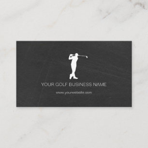 Cartão De Visita Golfe Profissional Preto Moderno Personalizado