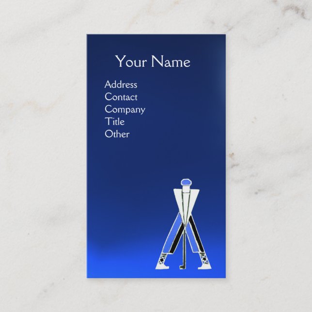 CARTÃO DE VISITA GOLFER AZUL ESTILIZADO, MONOGRAMA DO INSTRUTOR DE  (Frente)