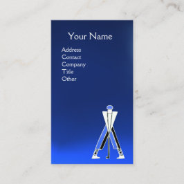 CARTÃO DE VISITA GOLFER AZUL ESTILIZADO, MONOGRAMA DO INSTRUTOR DE 