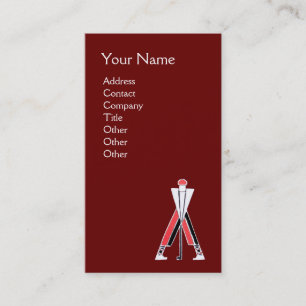 CARTÃO DE VISITA GOLFER VERMELHO ESTILIZADO, MONOGRAMA DO INSTRUTOR